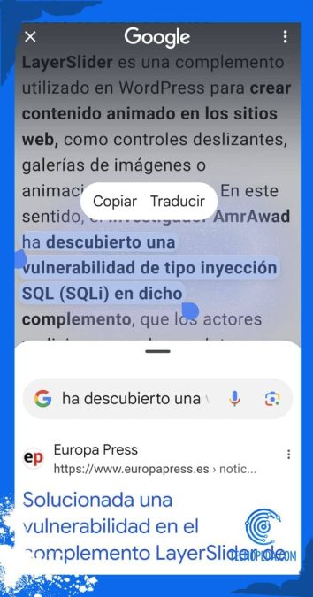 Buscar una noticia o palabra con rodea para buscar