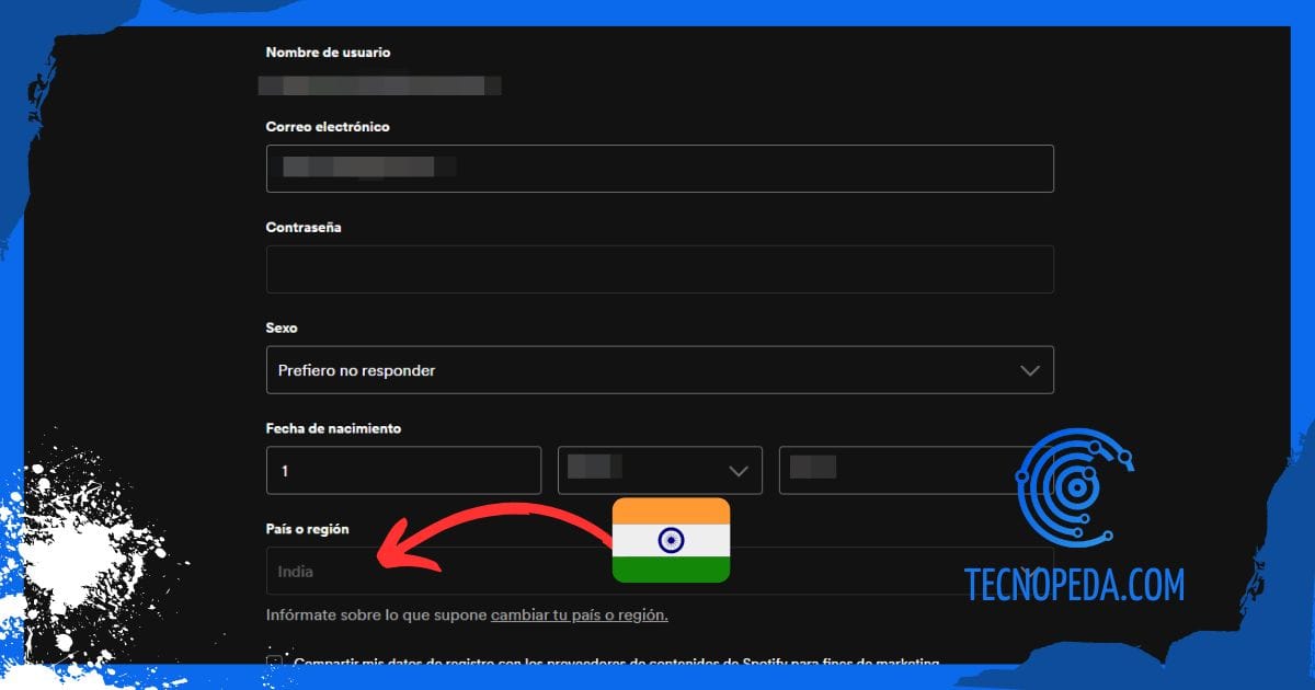 Cambiar país en perfil de Spotify