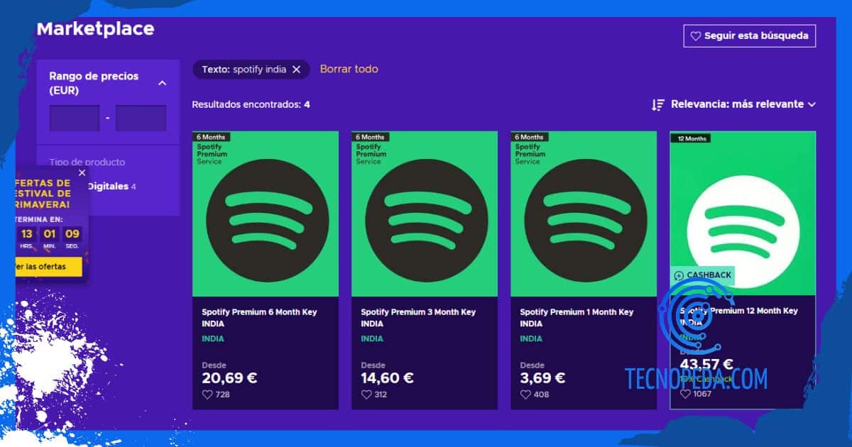 Códigos Regalo Spotify Premium en Eneba