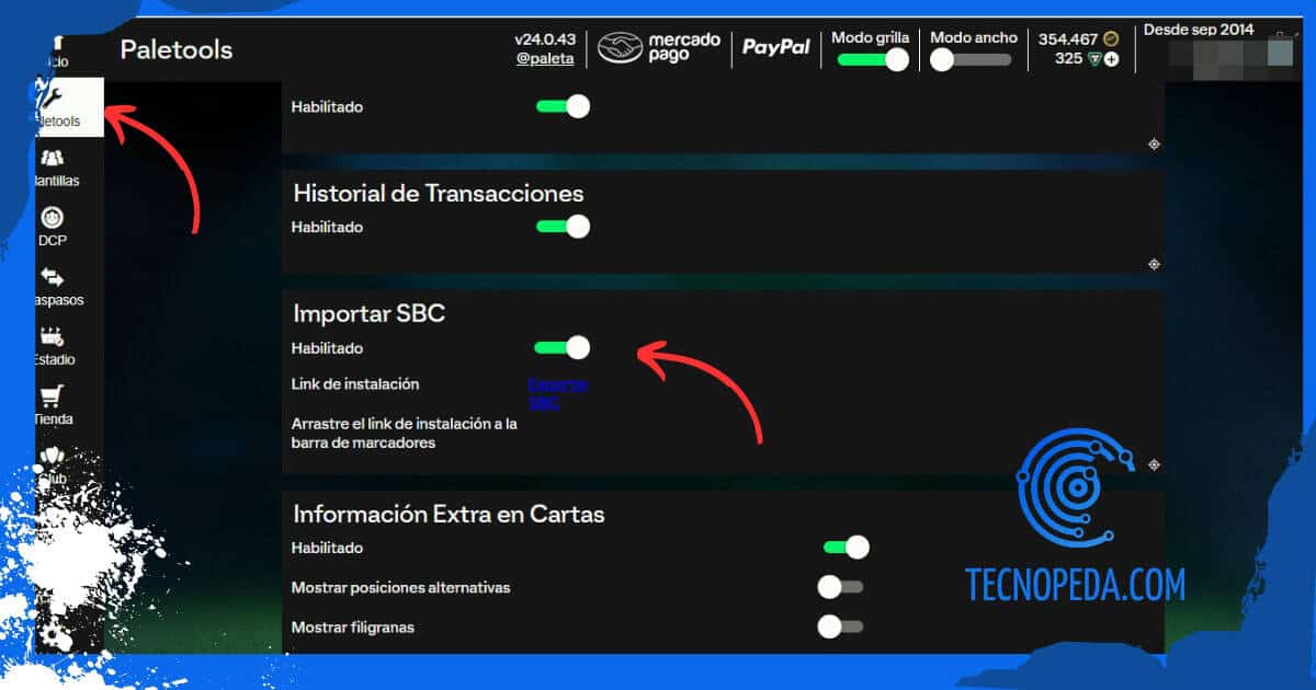 Habilitar Importar SBC en Paletools