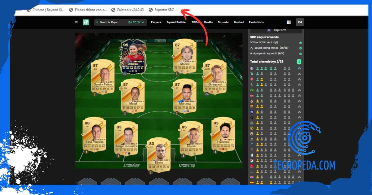 Exportar SBC desde Futbin a Paletools