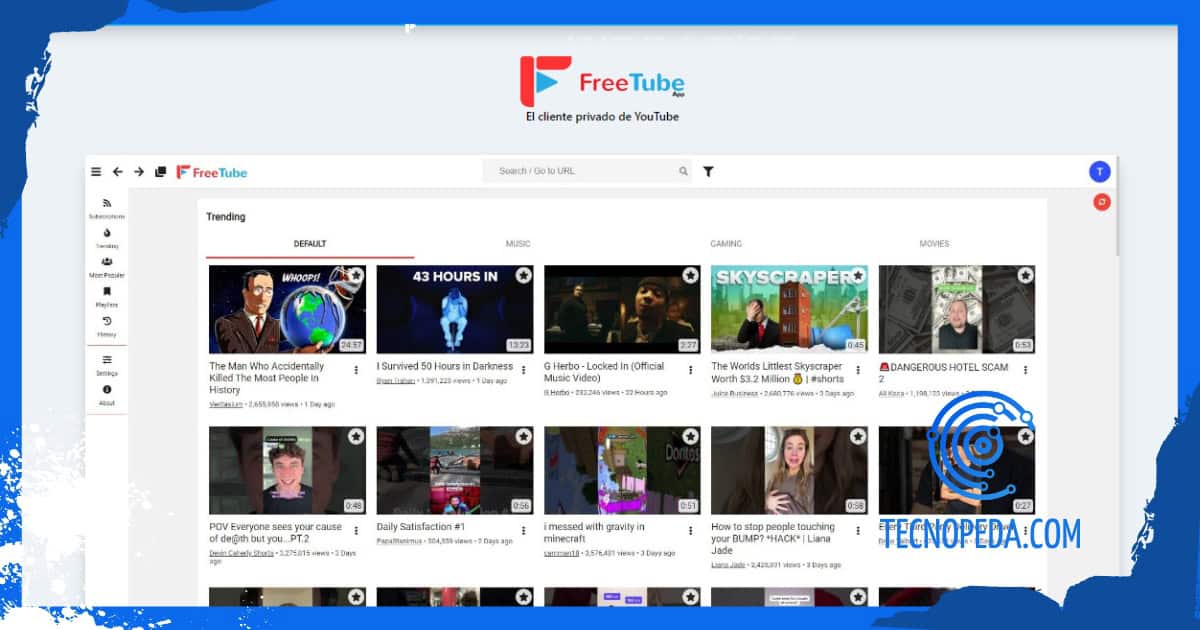 portada de la web de Freetube