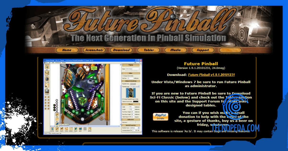 Opción para descargar Future Pinball