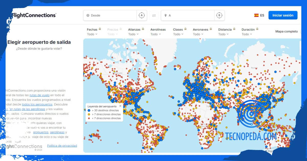 Mapa de Aeropuertos con mayor tráfico aéreo