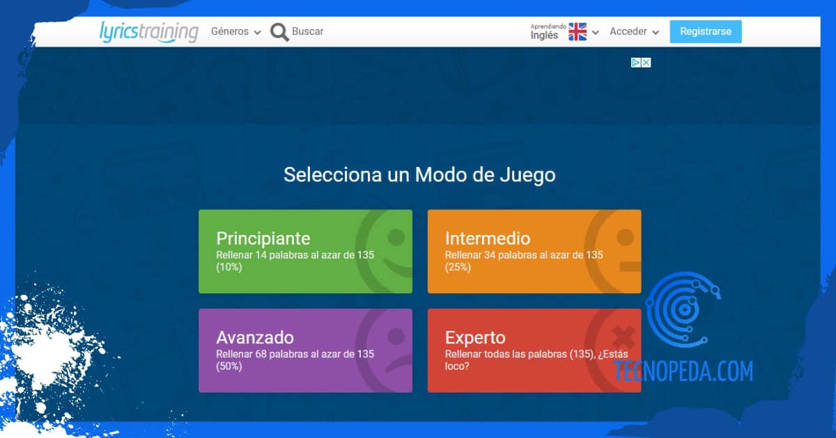 Niveles de aprendizajes en Lyricstraining