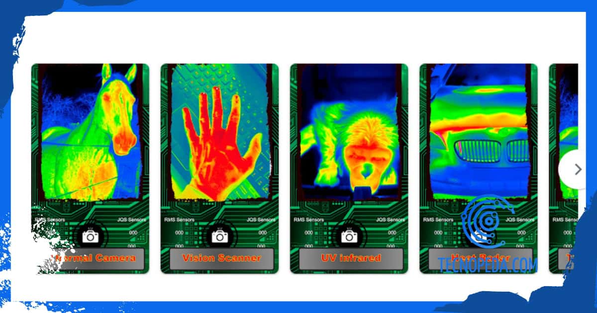 Cámara visión térmica de calor. app para simular una cámara térmica para móvil
