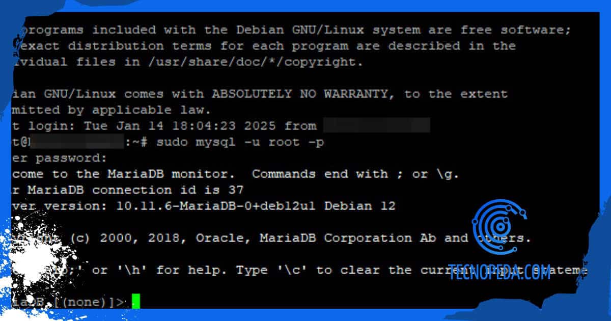 Conectado a MariaDB via ssh