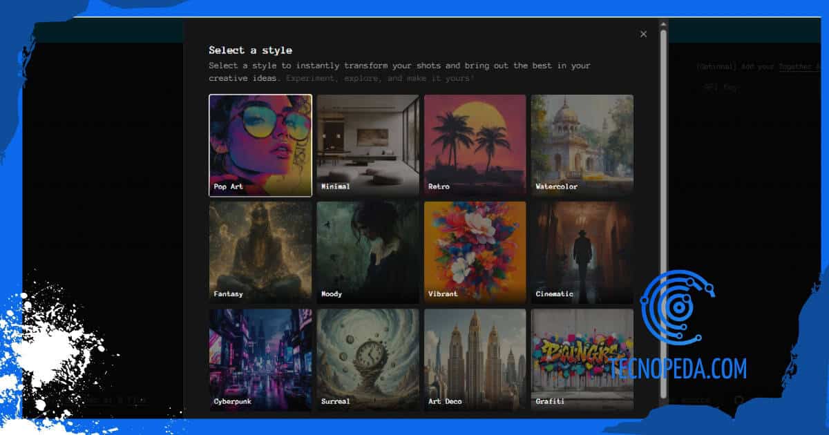 Estilos disponibles en BlinkShot