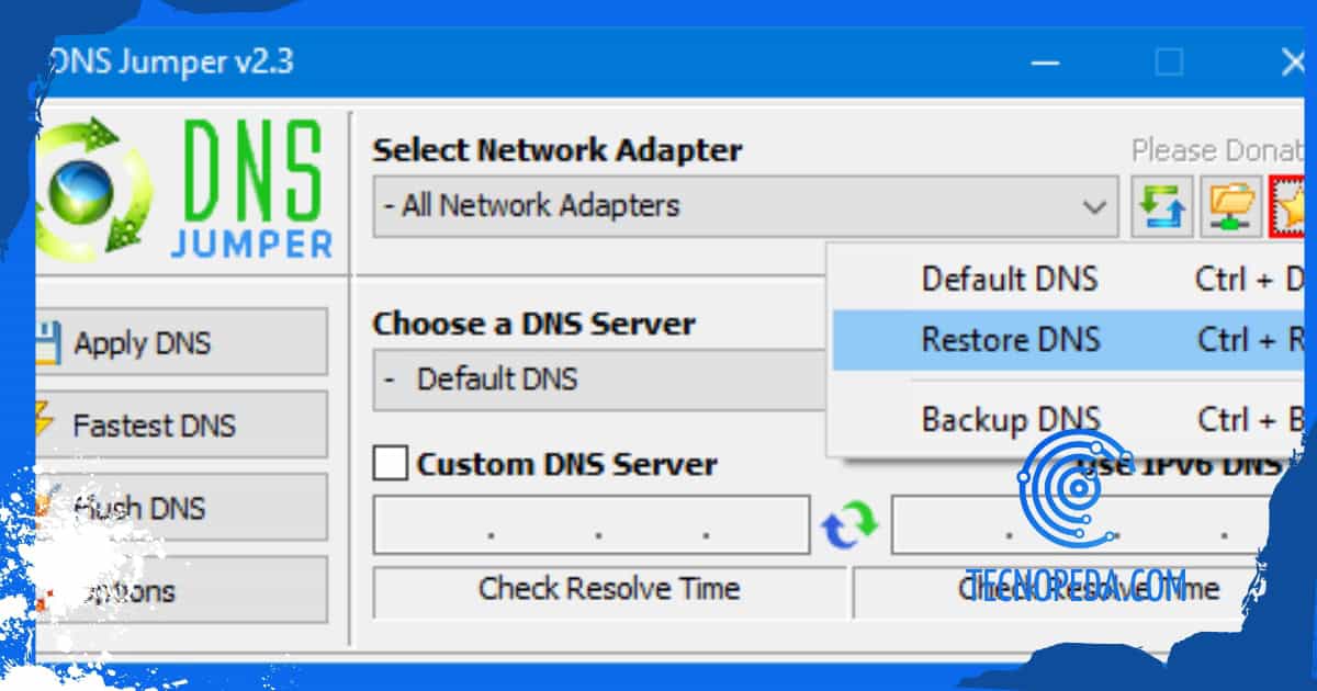 Restaurar DNS con DNS Jumper
