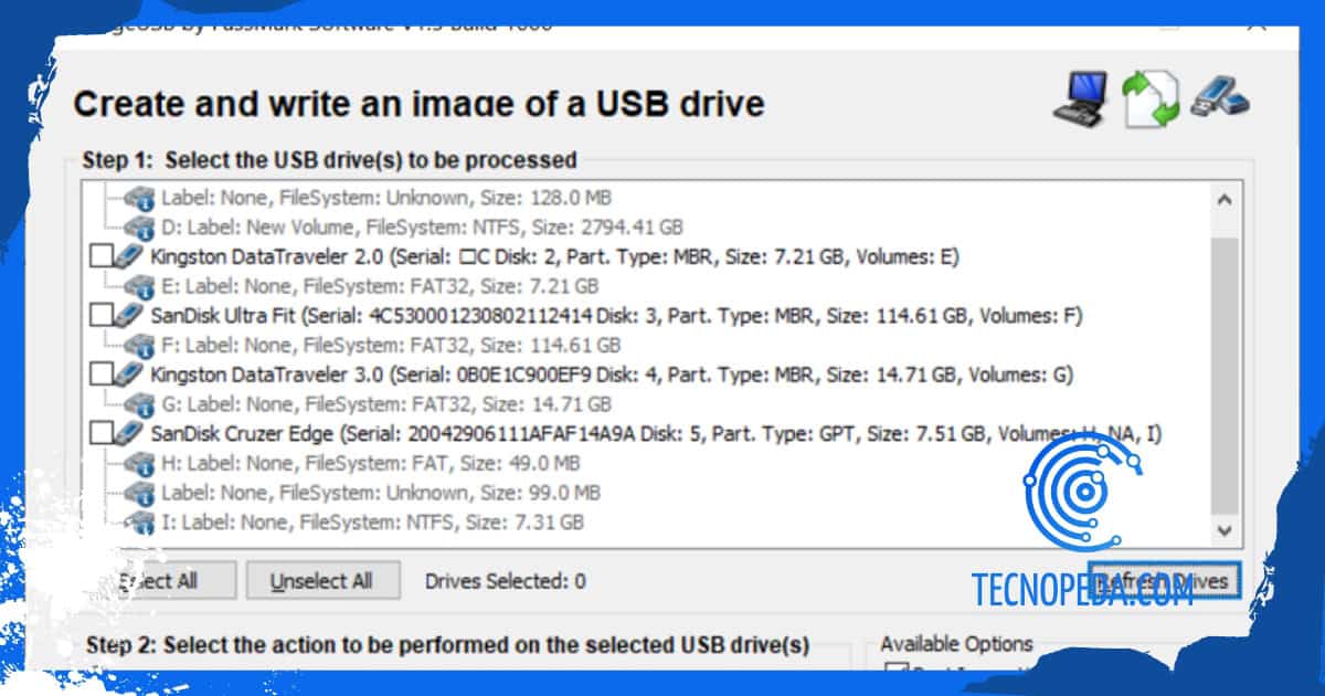 pantalla de imageusb