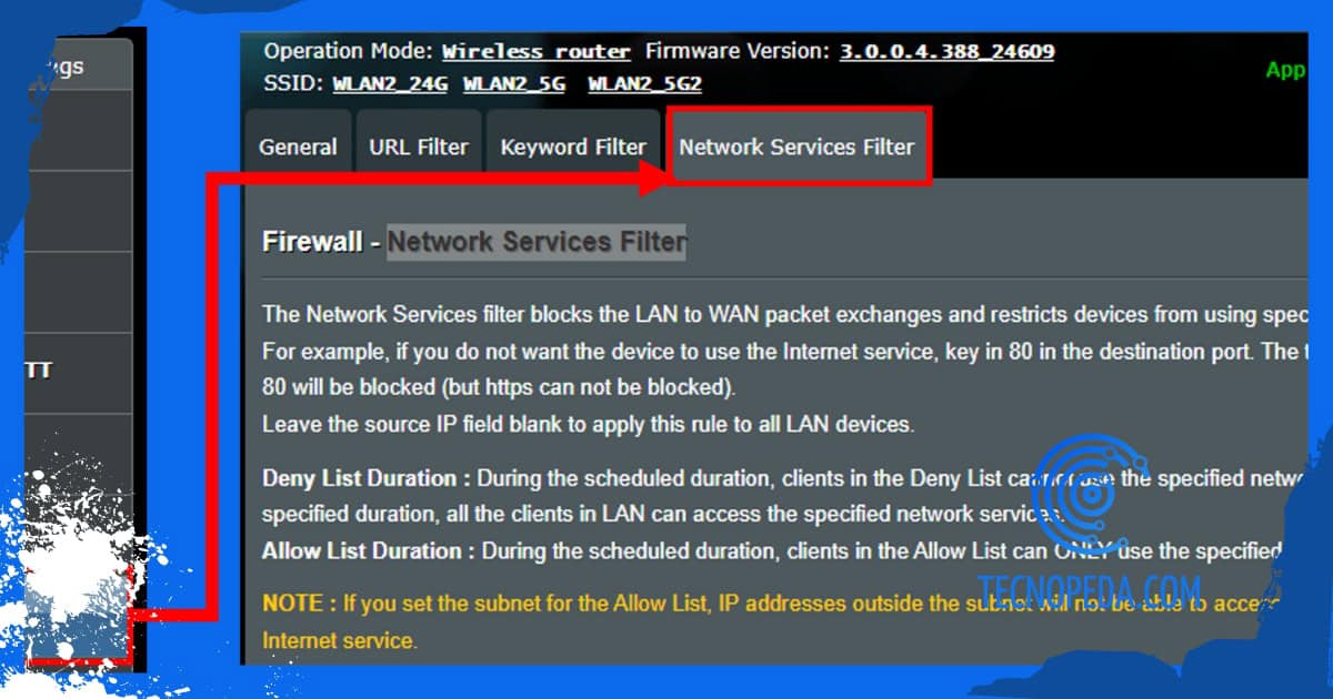 Firewall en la configuración de un router Asus