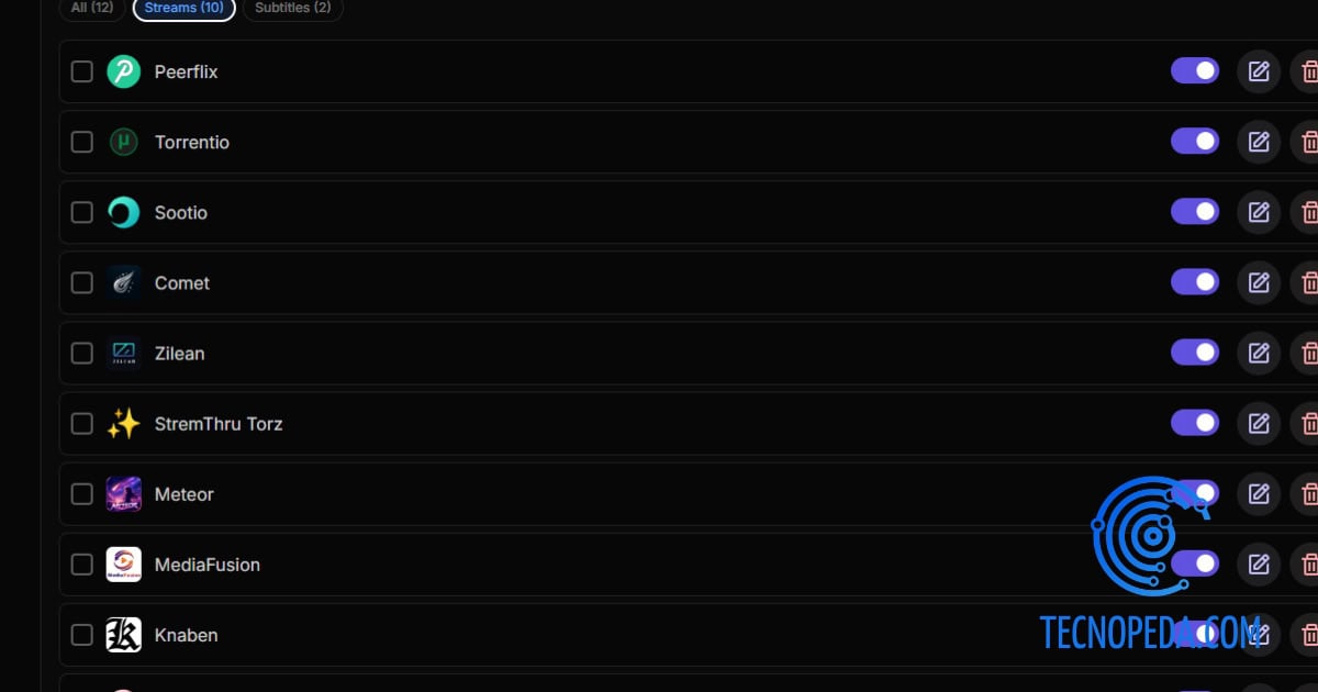 Complementos en AIOStreams